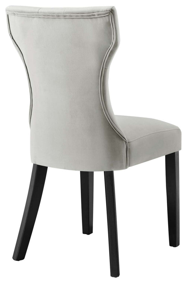 Silhouette Performance Velvet Dining Chairs, Set of 2, Light Gray