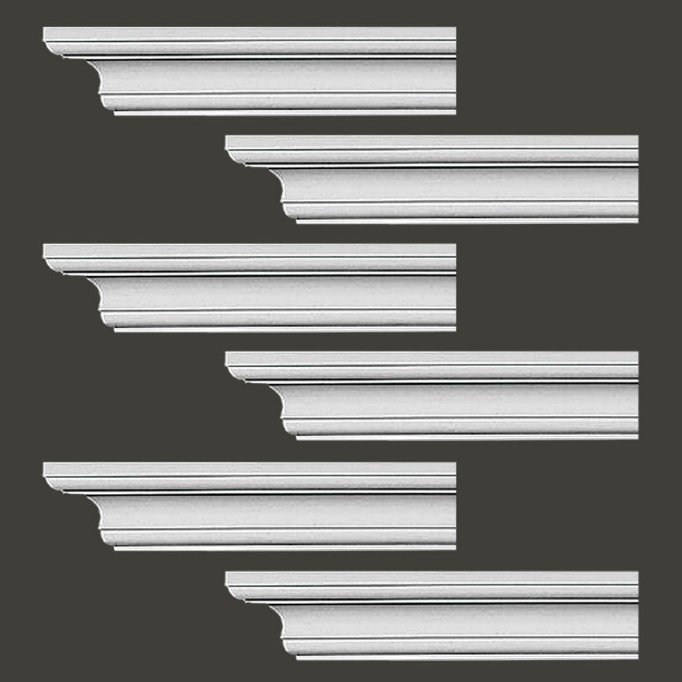 Cornice White Urethane Ipswich Simple Design 6 Pieces Totaling 564" Length