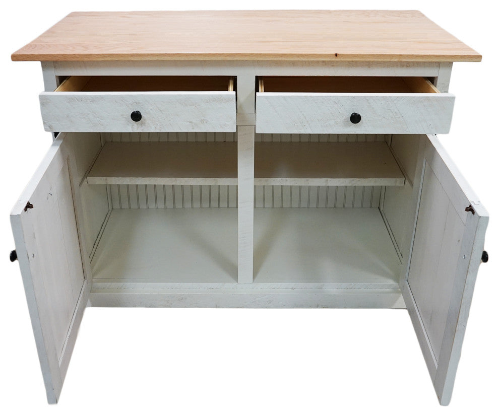 Farmhouse / Barn Style Kitchen Island, Distressed White
