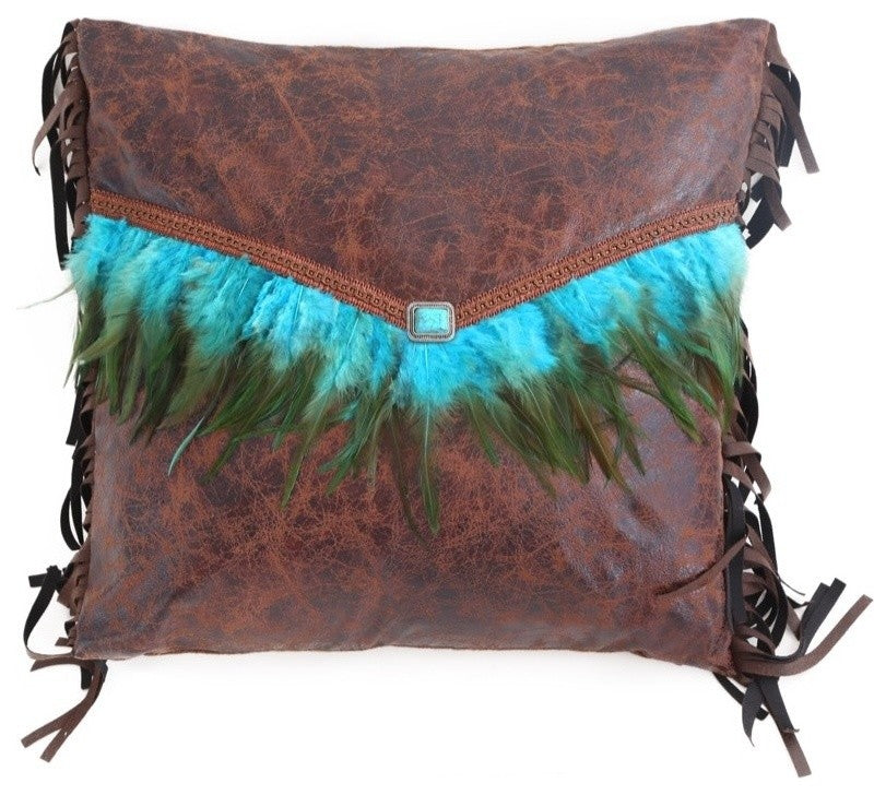 Turquoise Feather Envelope Pillow