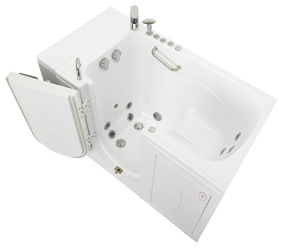 Ella Capri 30"x52" Air+Hydro Massage Walk-In Bathtub, Outward Swing Door, Faucet