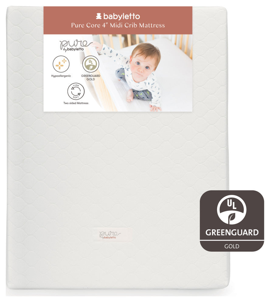 Pure Core Midi Crib Mattress With Hybrid Quilted Waterproof Cover, Lightweight