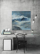 "Camouflage Blue Waves" Painting Print on Wrapped Canvas, 48"x48"