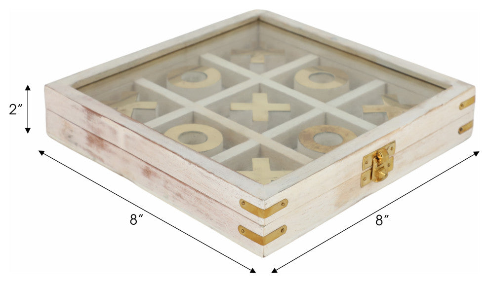 Wood 8x8 Tic Tac Toe, White