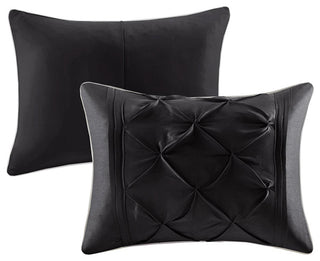 Madison Park Laurel 7 Piece Tufted Comforter Set in Black