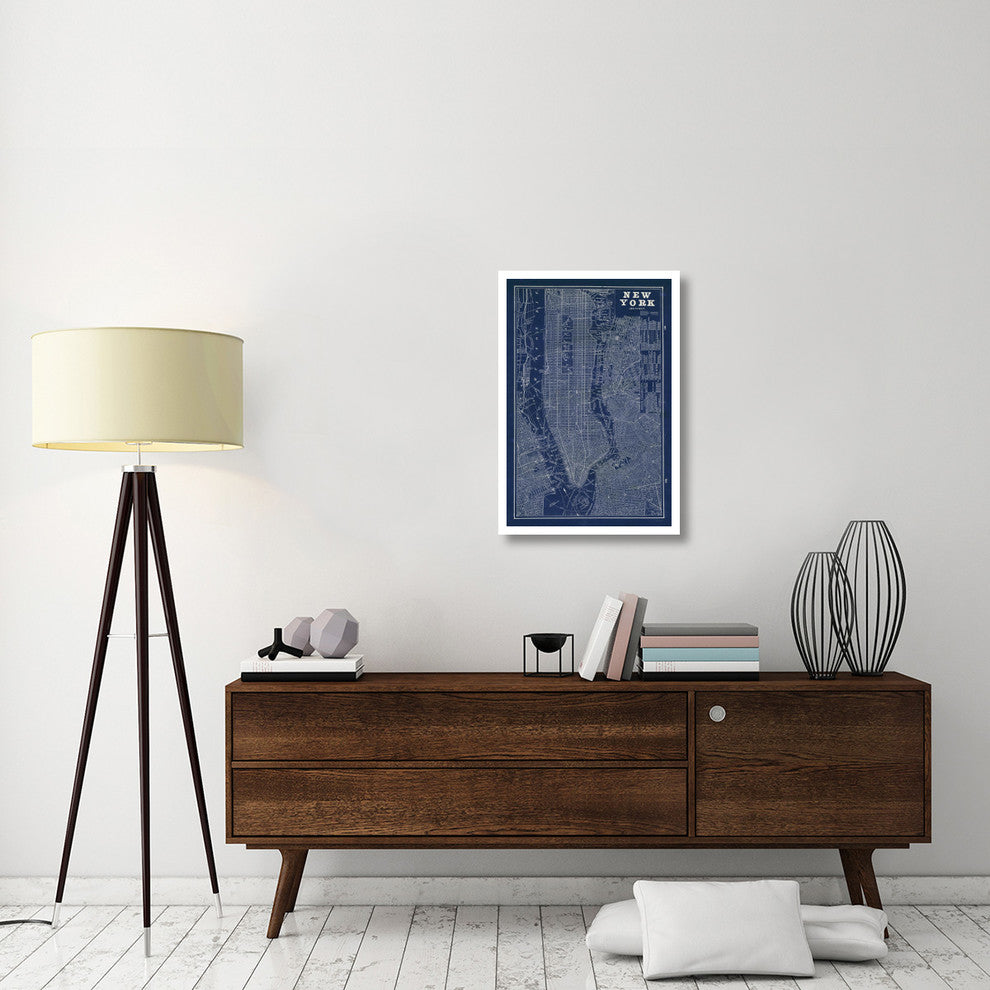 "Blueprint Map New York" Digital Paper Print by Sue Schlabach, 22"x32"