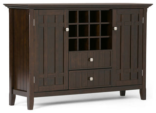 Bedford Solid Wood Sideboard Buffet And Winerack, Dark Tobacco Brown