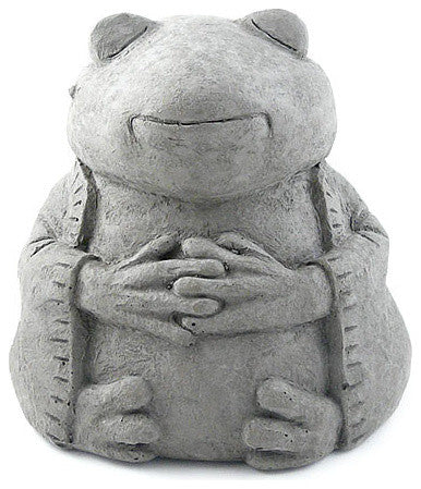 Meditating Buddha Frog Cast Stone Garden Statue
