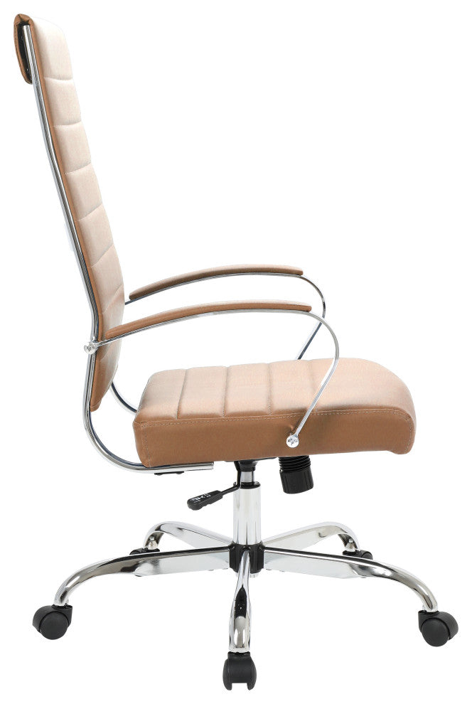 LeisureMod BOT19BRL Brown Benmar High-Back Leather Office Chair
