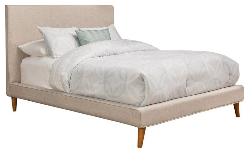 Bowery Hill California King Upholstered Platform Bed in Light Gray