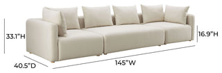 Hangover 145" Upholstered Long Sofa, Cream Linen