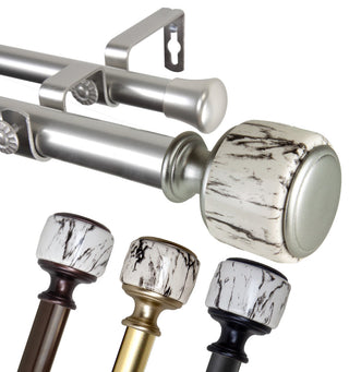 Kaylee 1" Diameter Double Curtain Rod, Black, 66-120"