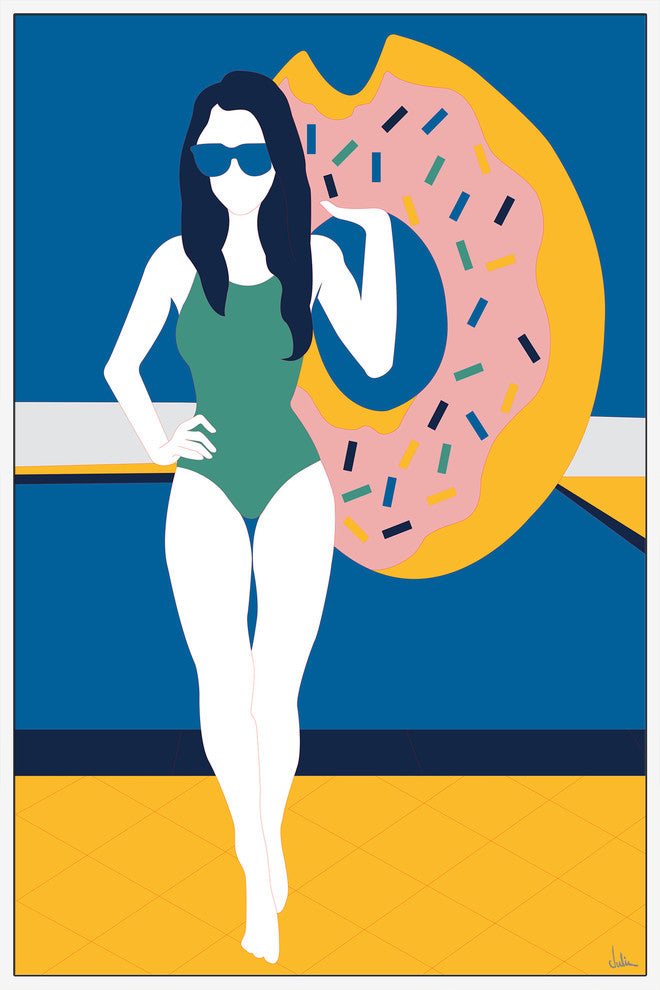 "Swim and Play" Floater Framed Painting Print on Canvas, 40"x60"