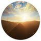Sunset Over Gloomy Mountains, African Landscape Disc Metal Artwork, 36"