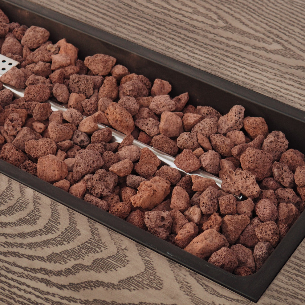 Hearth Outdoor 50,000 BTU Rectangular Fire Pit, No Tank Holder, Brown Wood Patt