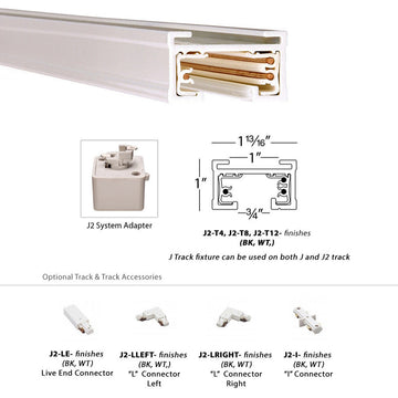 WAC Lighting J2-T4 48" Track for J2-Track Systems - White
