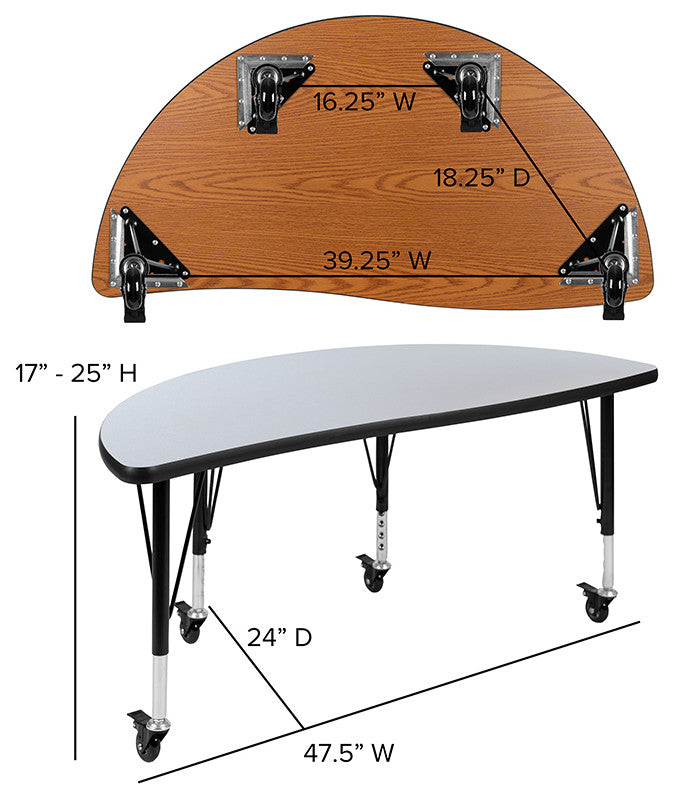 Mobile 76" Oval Activity Table Set with 14" Student Stack Chairs, Grey
