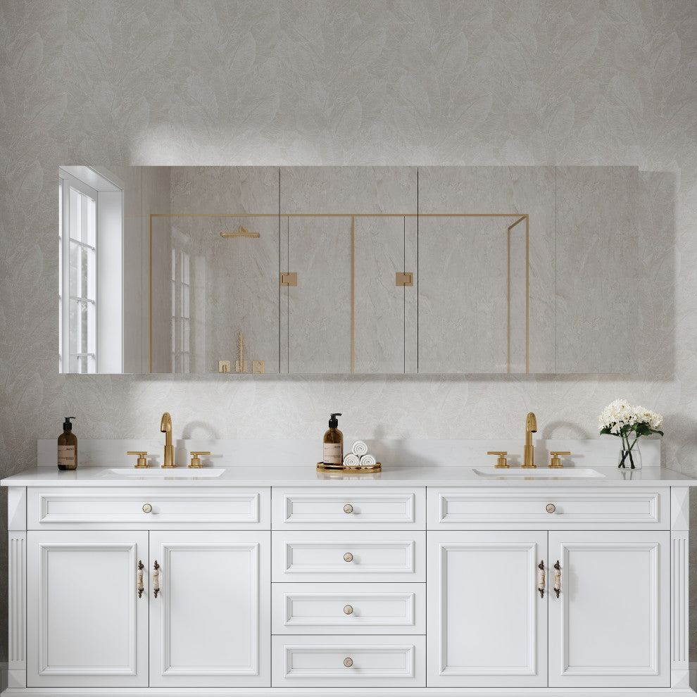 Recessed/Surface Mount Bathroom Medicine Cabinet, Reverse Installation, 84"x30"