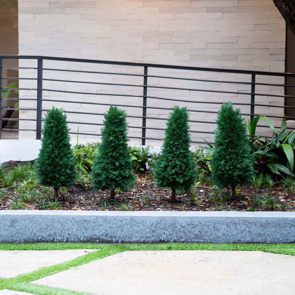 3ft. UV Resistant Artificial Cedar Plant With Ground Stake Set of 2
