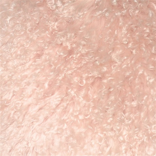 Genuine Mongolian Sheepskin Throw Pillow with Insert (16+ Colors), Pastel Pink