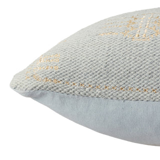 Lisha Medallion Light Blue/ Silver Pillow 13"X40" Lumbar, Down Fill