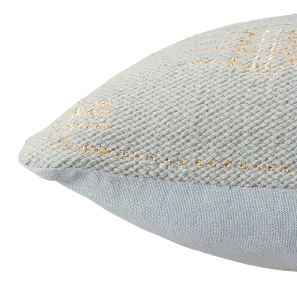Lisha Medallion Light Blue/ Silver Pillow 13"X40" Lumbar, Down Fill