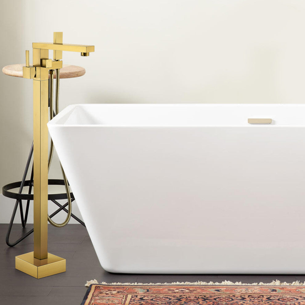Givingtree Single Handle Floor Mounted Freestanding Tub Filler,Gold
