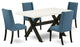 5-Piece Set Linen White Wood Table Top and 4 Linen Fabric Chairs, Black