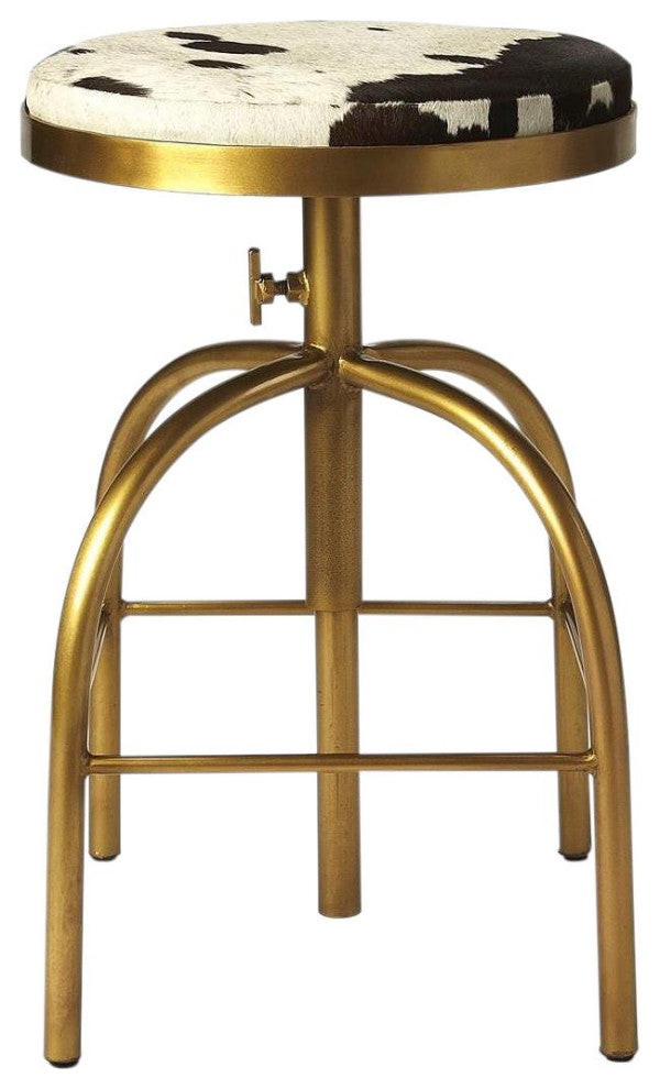 Rustic Gold Iron Adjustable Swivel Barstool