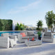 Lounge Sectional Sofa Chair Set, Rattan, Wicker, Gray, Modern, Outdoor