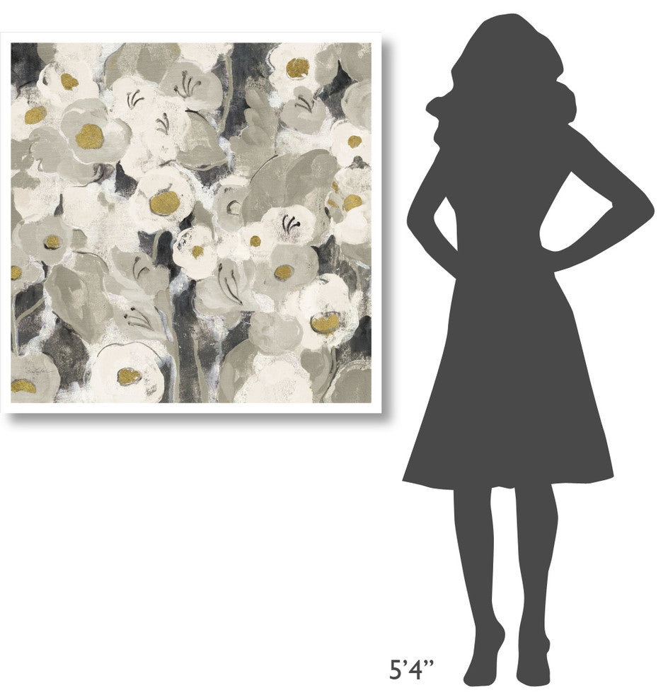 "Velvety Florals Neutral III" Digital Paper Print by Silvia Vassileva, 38"x38"