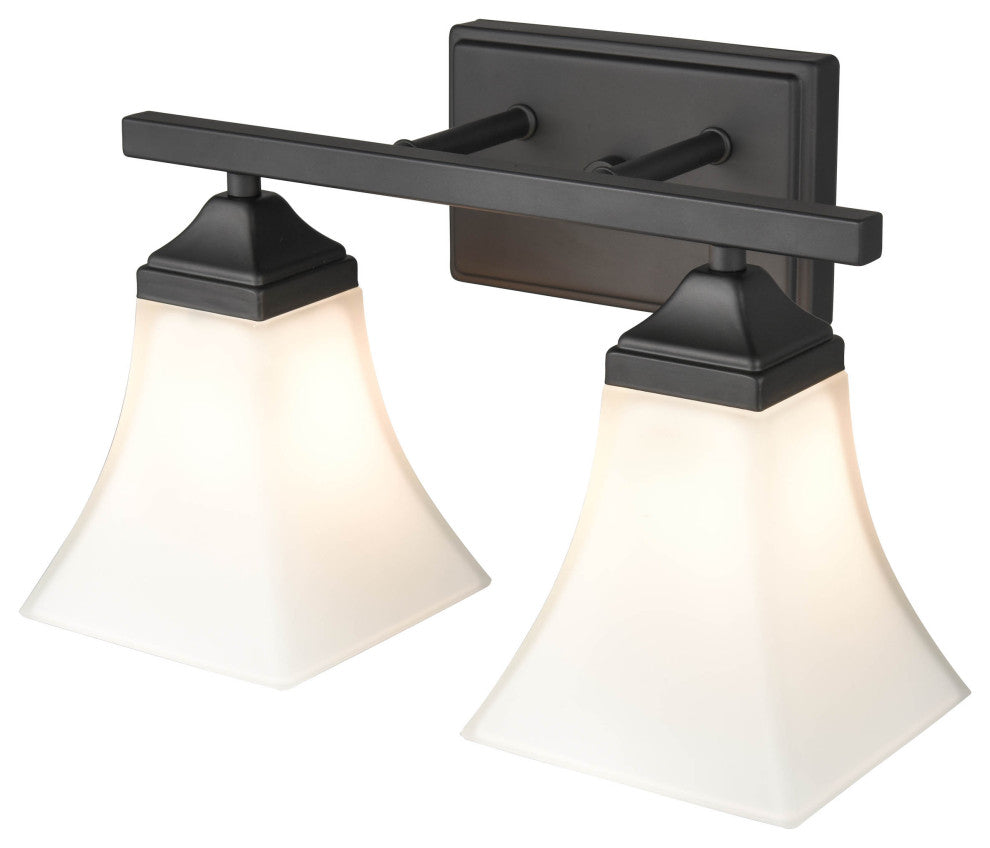 2 Light 14" Matte Black Vanity Light