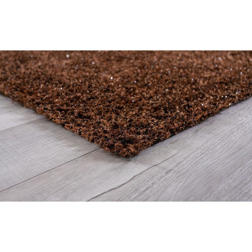 2" x 8" Brown Textured Modern Runner Rug