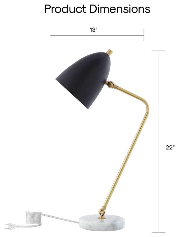 Inspired Home Gracey Table Lamp, Marble Stone Base, Black