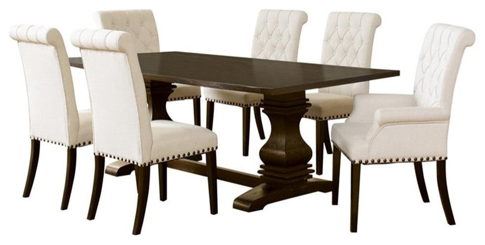 Coaster Parkins 7-piece Wood Dining Room Set Rustic Espresso and Beige