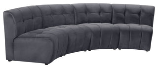Limitless Velvet Upholstered 4-Piece Modular Sectional, Gray