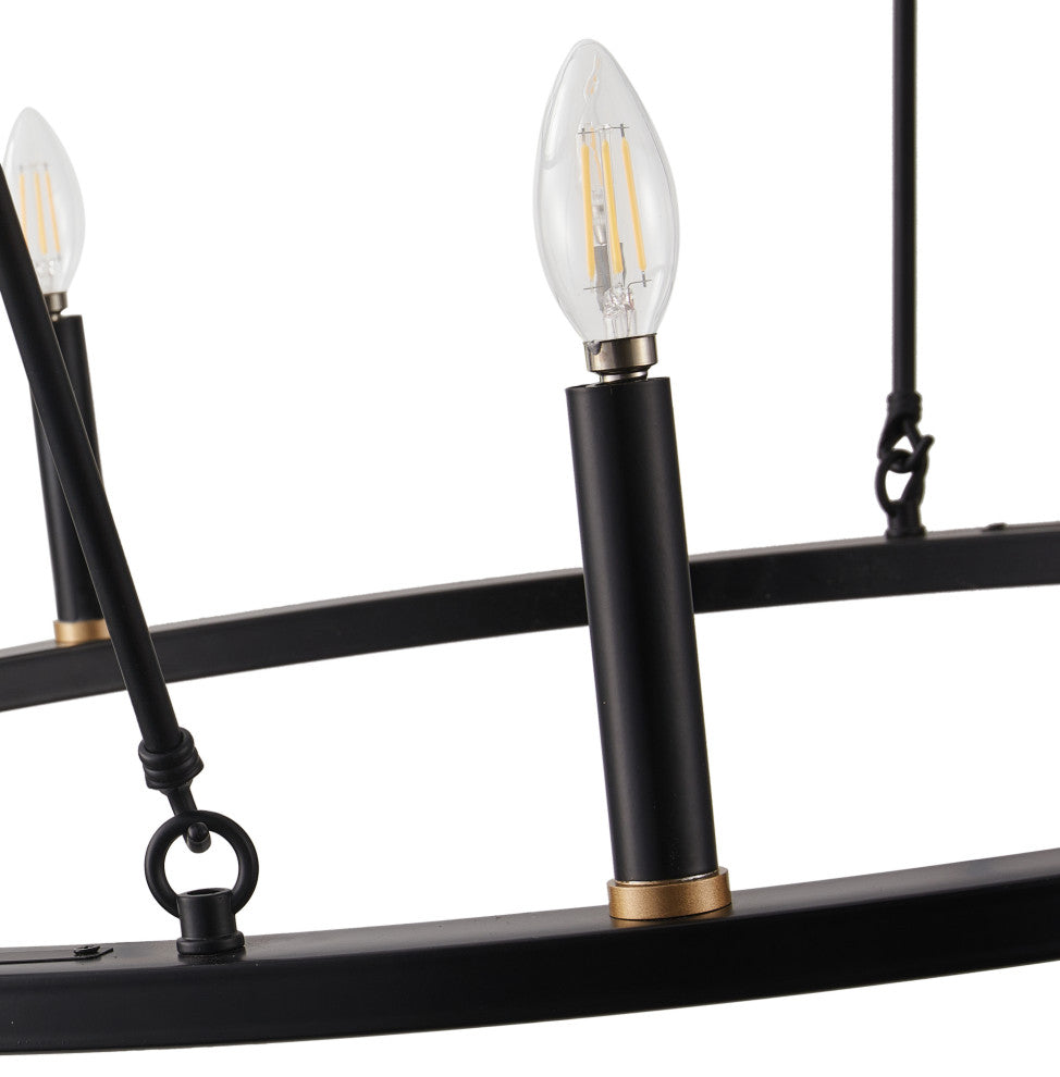 28-Light Wagon Wheel Pendant Candle Style Ceiling Light, Black