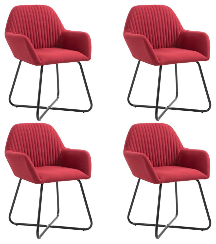 vidaXL Dining Chairs 4 pcs Wine Red Fabric