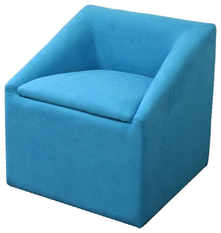 21" Modern Aqua Blue Cubed Accent Storage Chair