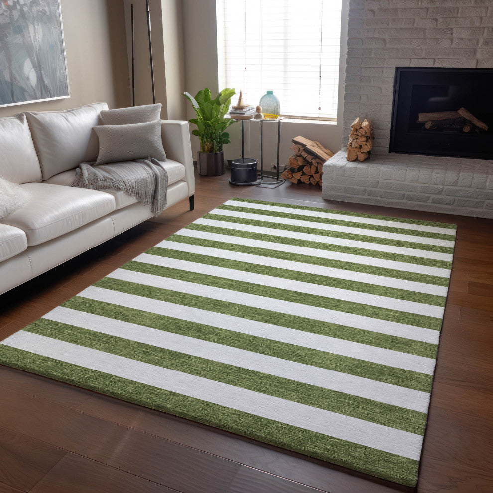 Premium Machine Washable Mayfield AMF528 Olive 10' x 14' Rug