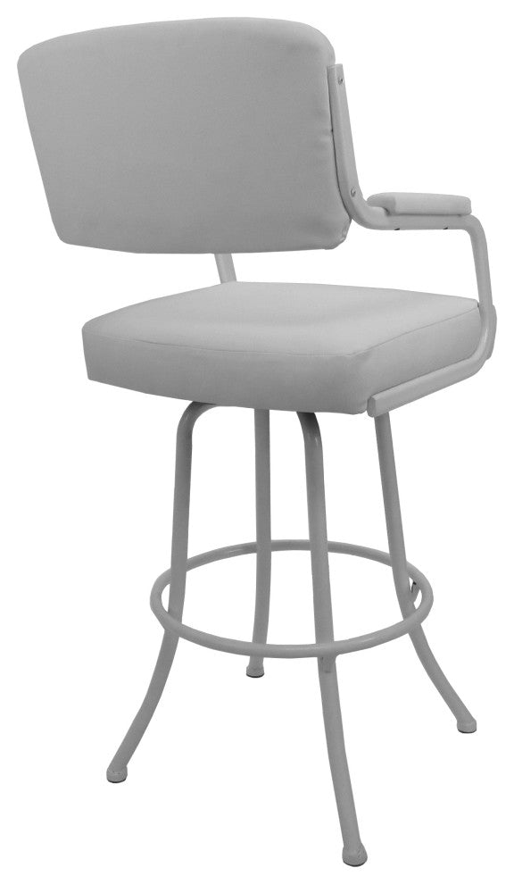 Swivel Counter Metal Bar Stool, White Vinyl - White, 34"