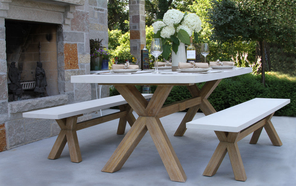 3-Piece Ivory Composite and Eucalyptus Wash Picnic Dining Set
