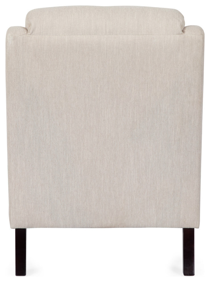Anson Pillow Tufted Club Chair, Beige/Dark Brown, Fabric
