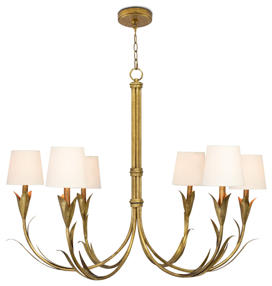 Regina Andrew River Reed Chandelier Small, Antique Gold Leaf, Gold