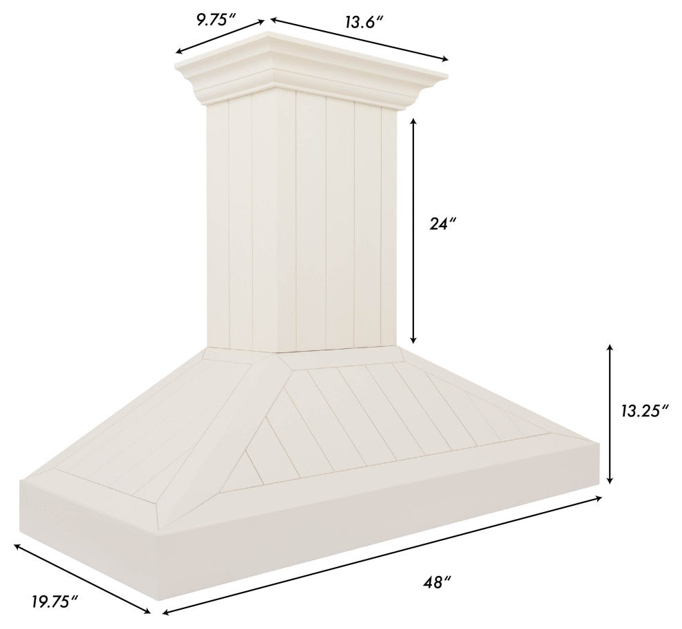 ZLINE 48" Convertible Vent Wall Mount Hood, Cottage White, KPTT-48