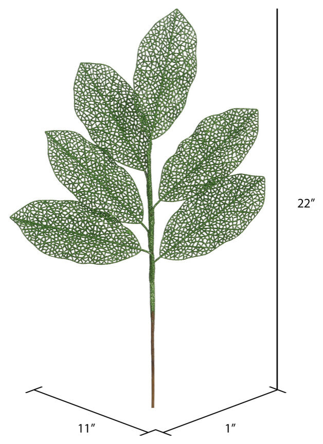 Vickerman L154204 22" Green Glitter Magnolia Artificial Christmas Spray