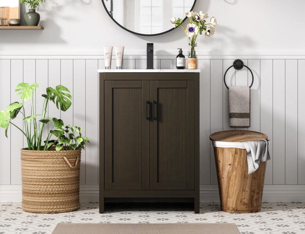 Home Living 24" Single Bathroom Vanity, Mocha Brown
