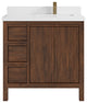 Elizabeth 36 Right Offset Bath Vanity in Dark Walnut Teak 2" White Quartz