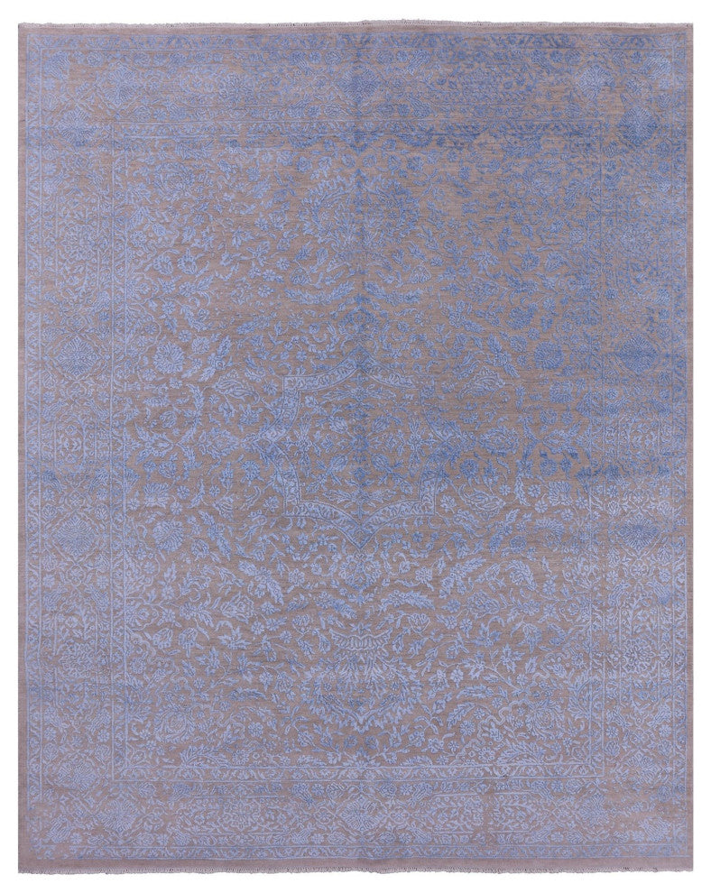 Hand Knotted Wool and Silk Persian Rug 8' 1" X 9' 10" Q6655