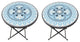 Mosaic Art Collection Accent Table with Foldable Legs, Pansies Blue, 2 Tables Se